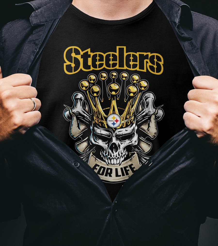 Steelers Skull King Crown For Life T-Shirt