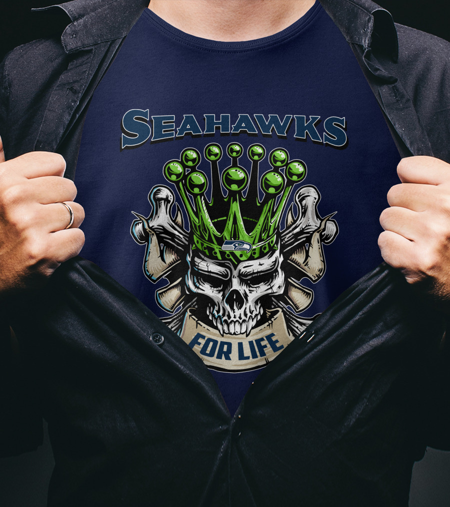 Skull King Seahawks For Life T-Shirt