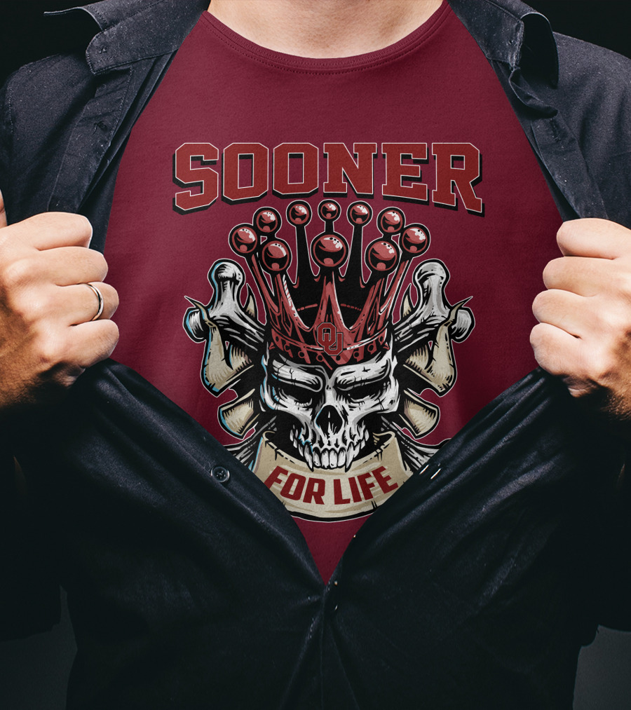 Sooner Skull King Ou Crown For Life T-Shirt