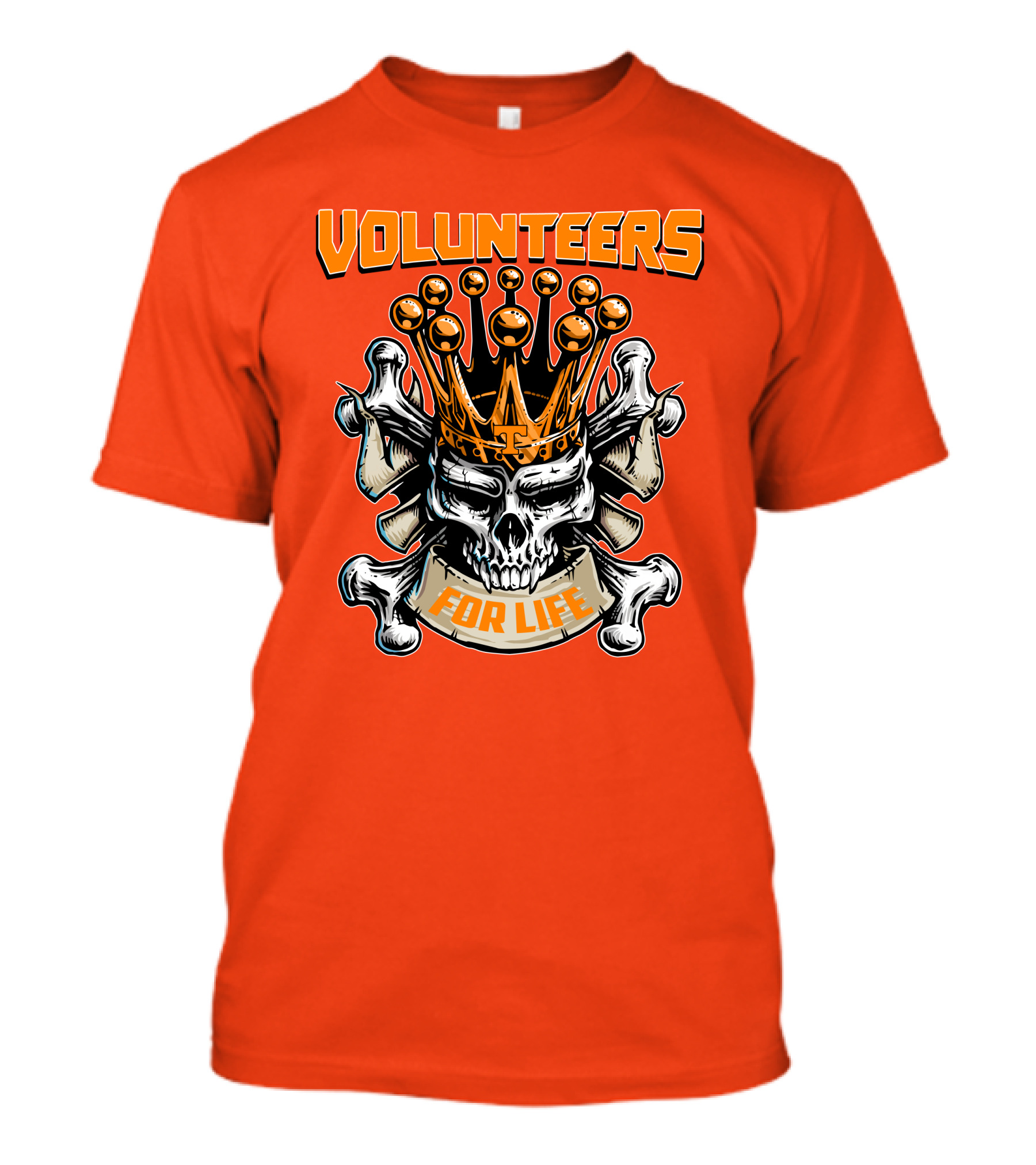Volunteers Skull King Crown Tennessee For Life T-Shirt