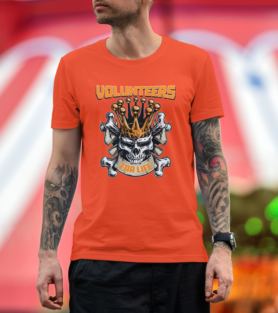 Volunteers Skull King Crown Tennessee For Life T-Shirt