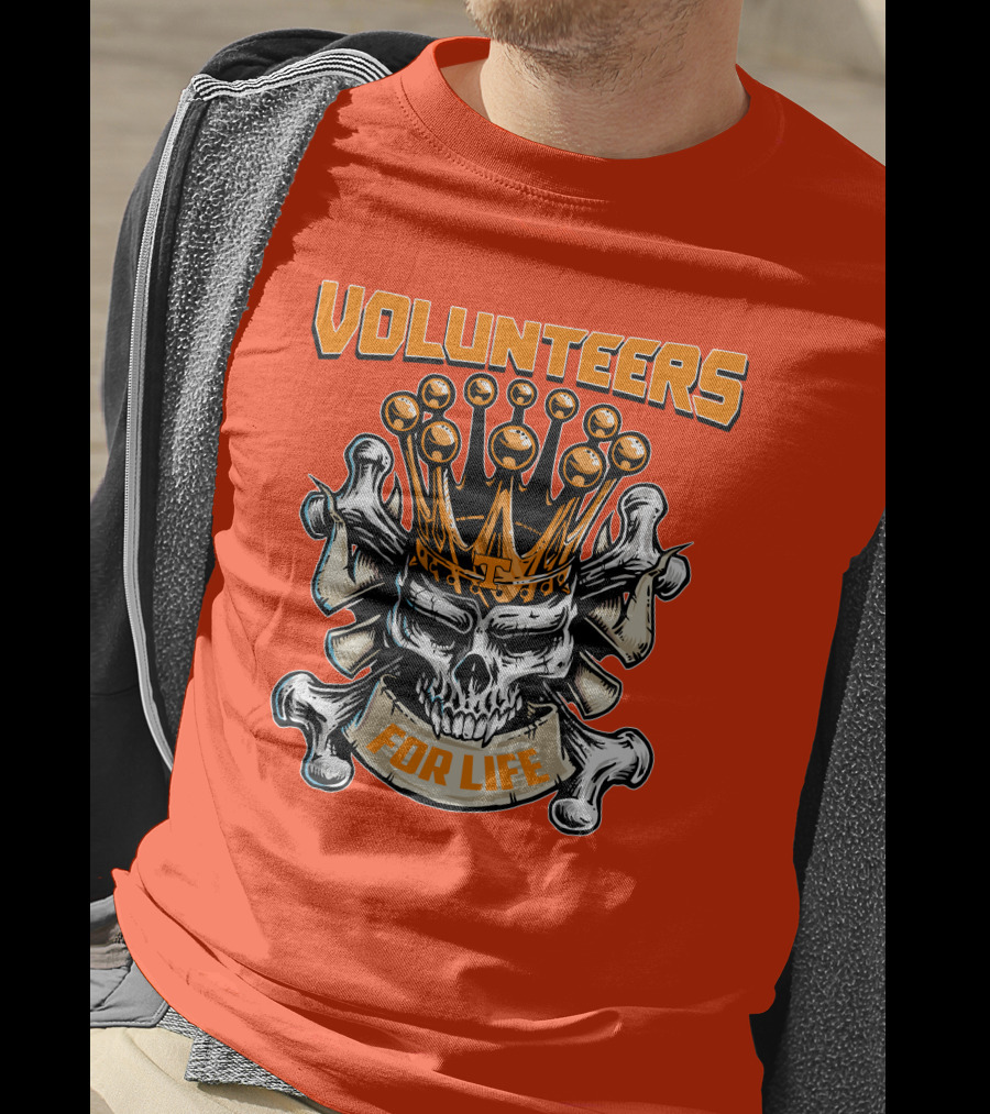 Volunteers Skull King Crown Tennessee For Life T-Shirt