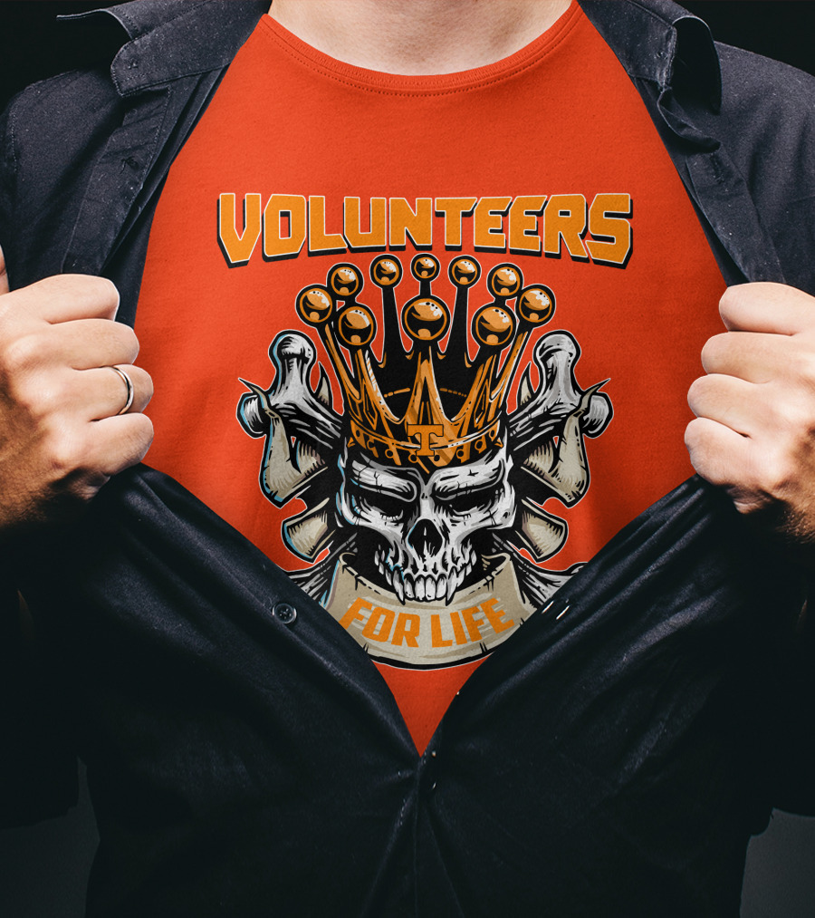 Volunteers Skull King Crown Tennessee For Life T-Shirt