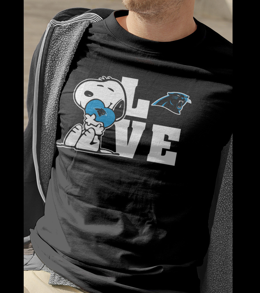 Snoopy Love Carolina Panthers Heart T-Shirt