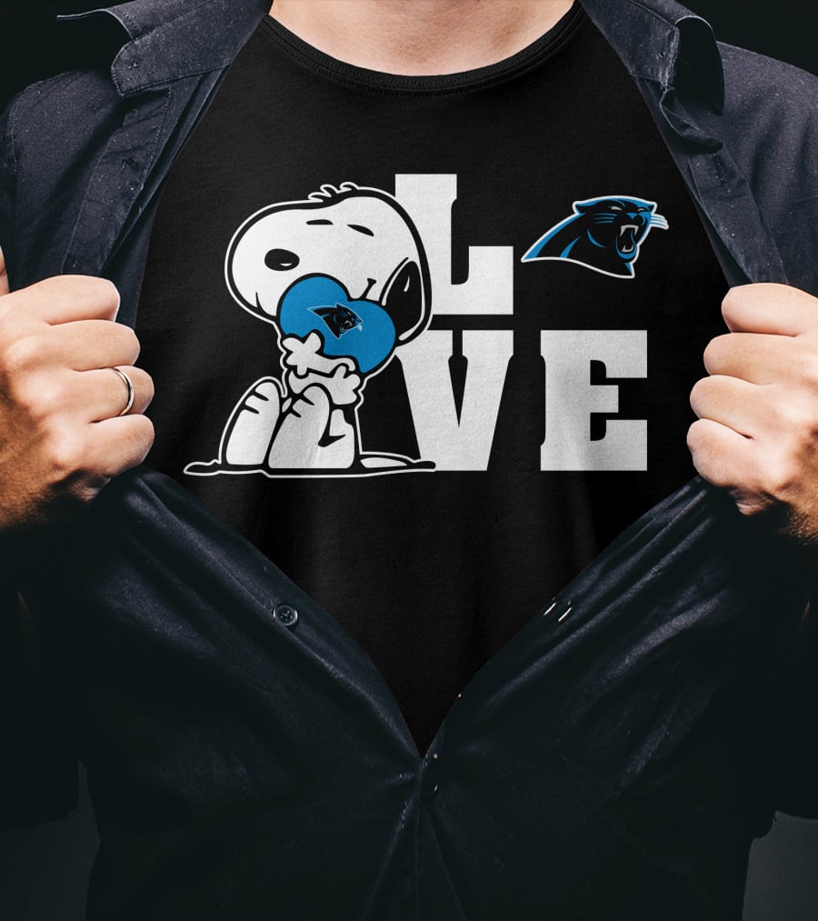 Snoopy Love Carolina Panthers Heart T-Shirt