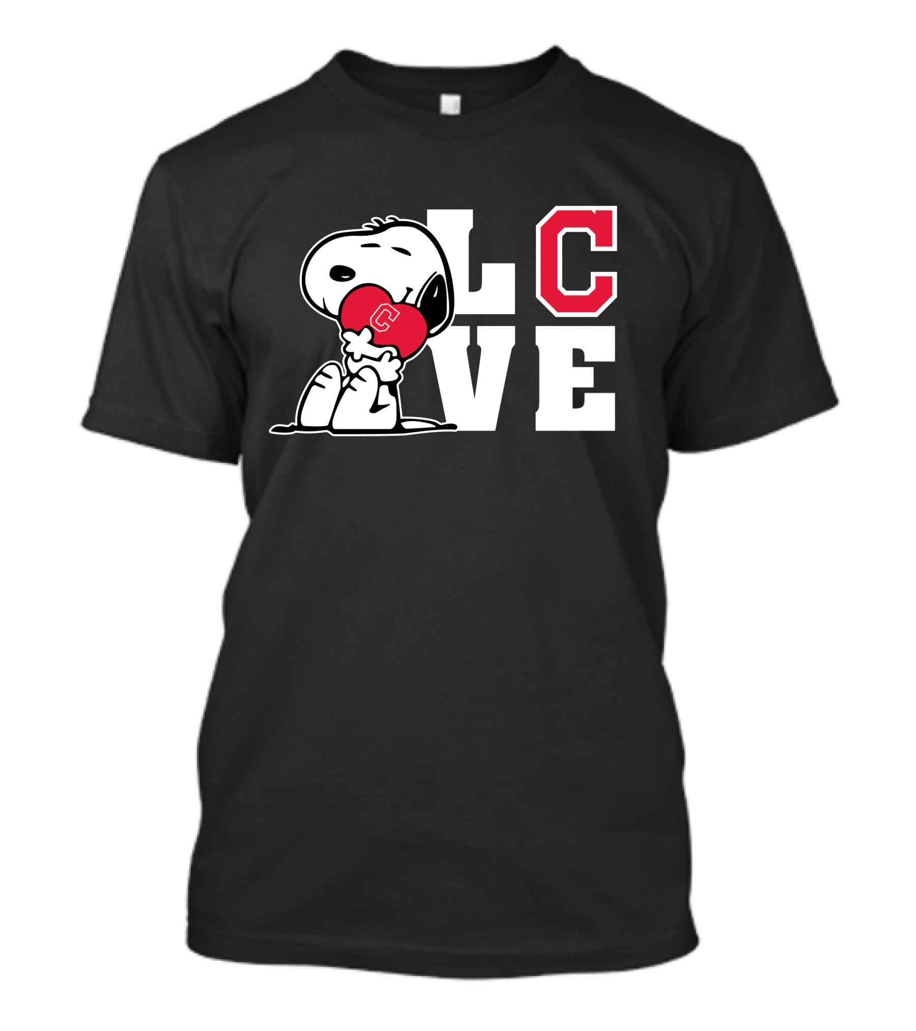 Snoopy Love Cleveland Indians Peanuts Baseball Heart T-Shirt