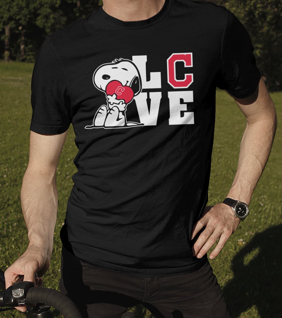 Snoopy Love Cleveland Indians Peanuts Baseball Heart T-Shirt