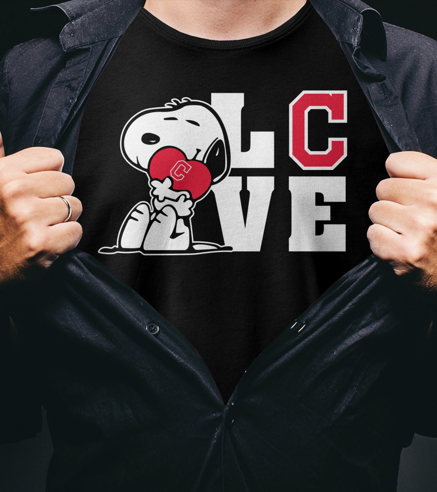 Snoopy Love Cleveland Indians Peanuts Baseball Heart T-Shirt