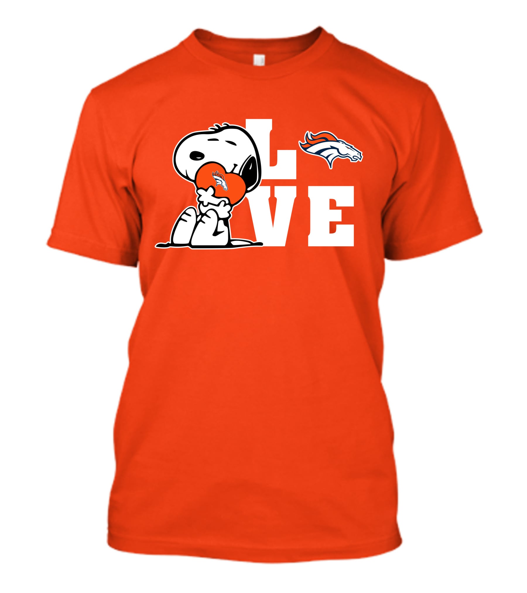 Snoopy Hugging Heart Denver Broncos Love T-Shirt