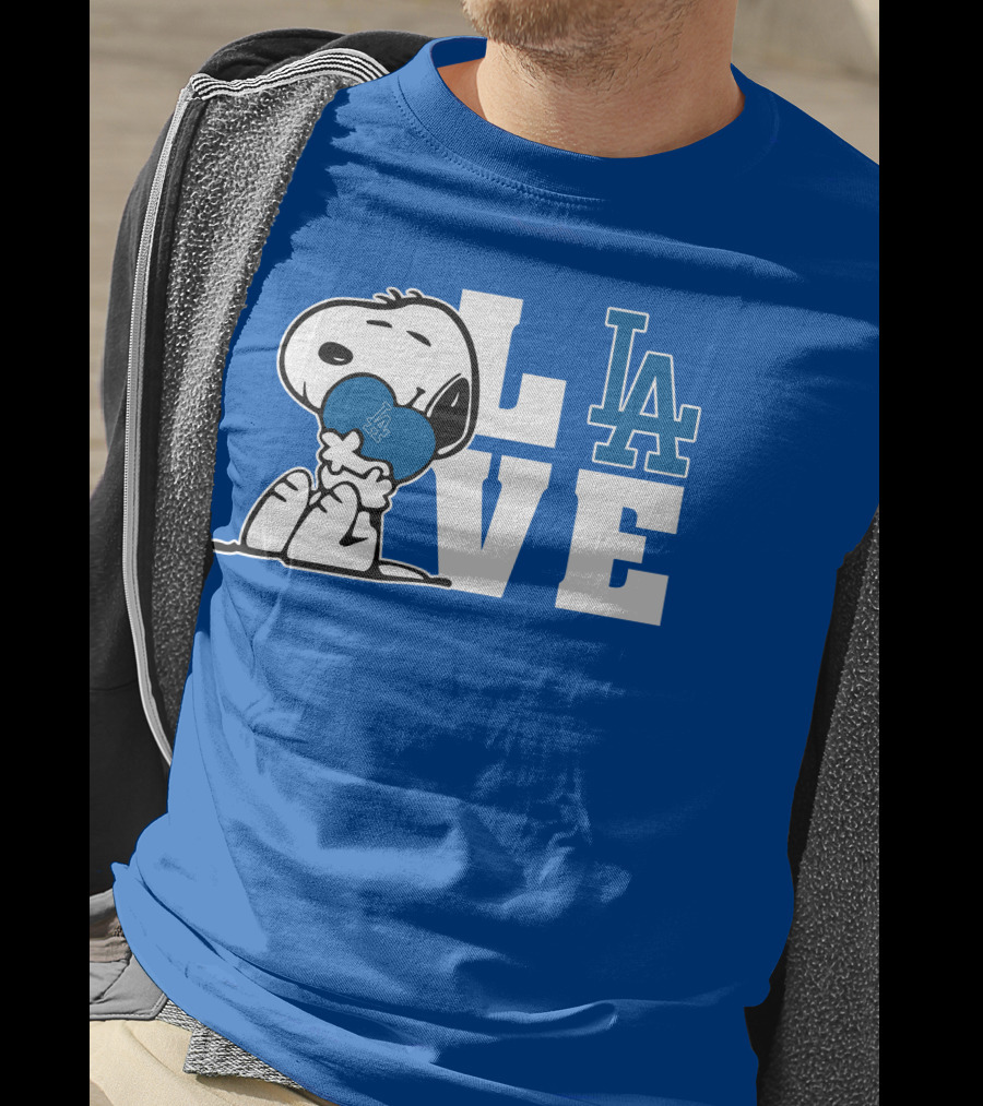 Snoopy Love La Dodgers Peanuts Mlb Collaboration T-Shirt