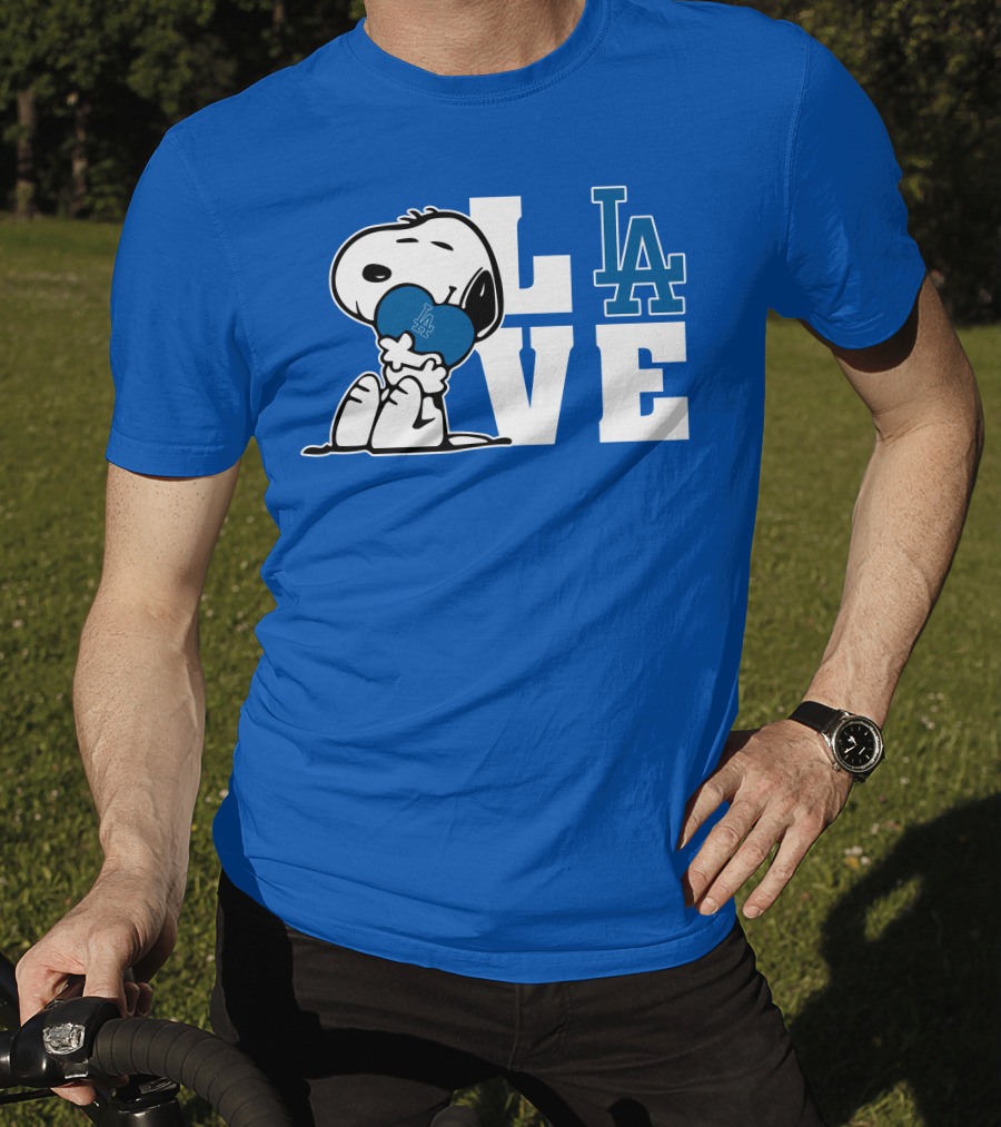 Snoopy Love La Dodgers Peanuts Mlb Collaboration T-Shirt