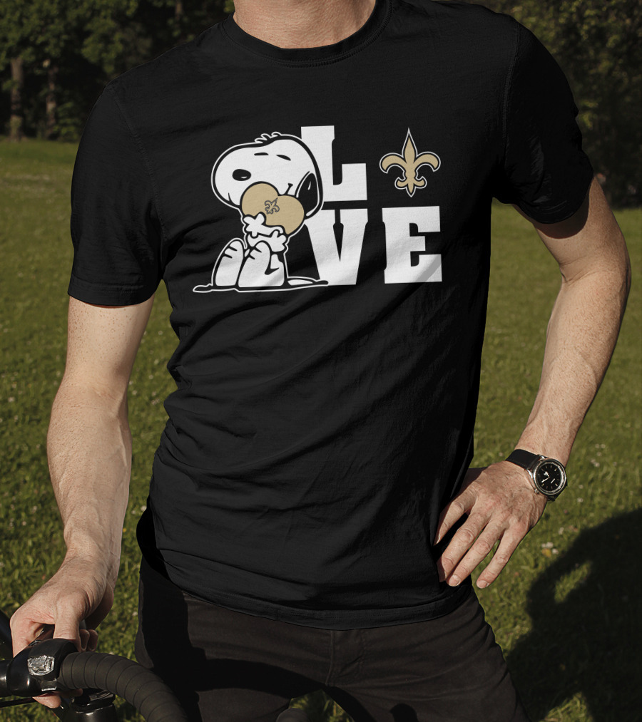 Snoopy Love New Orleans Saints Fleur-De-Lis Heart T-Shirt