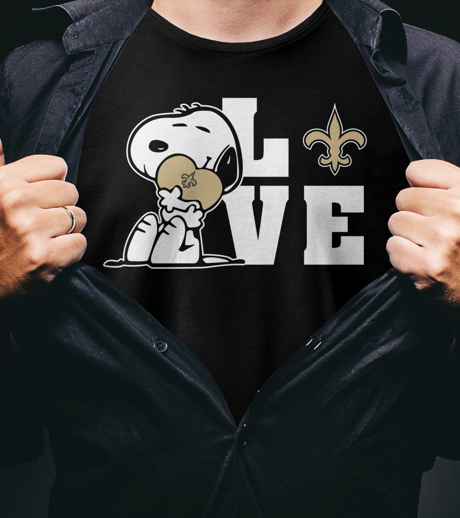 Snoopy Love New Orleans Saints Fleur-De-Lis Heart T-Shirt
