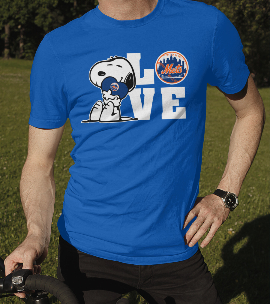 Snoopy Love Mets Baseball New York Peanuts Fan Gear T-Shirt
