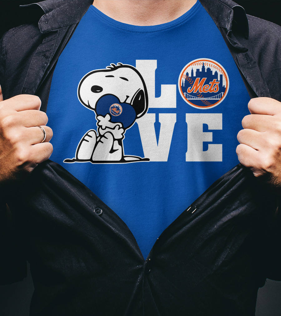Snoopy Love Mets Baseball New York Peanuts Fan Gear T-Shirt