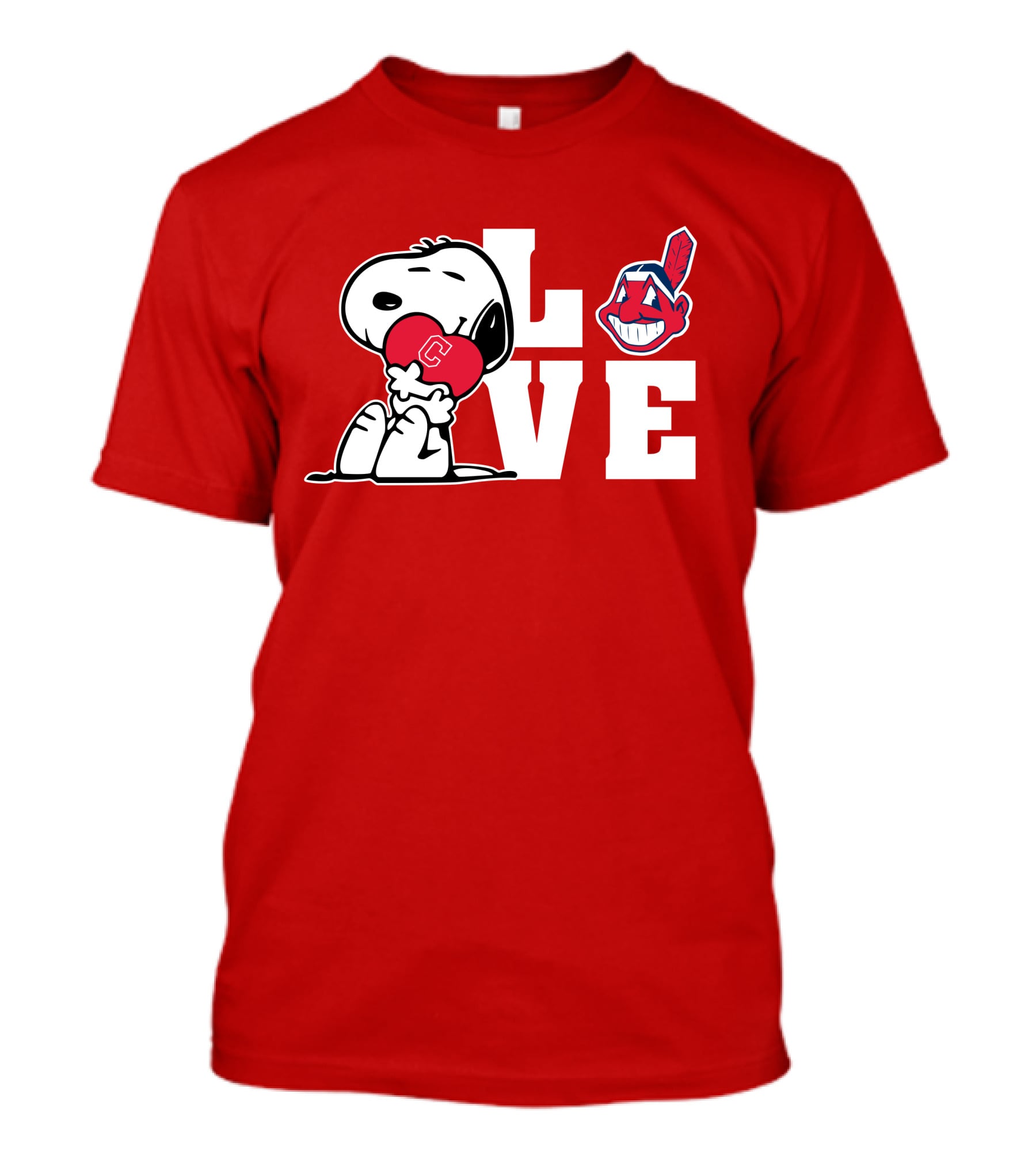 Snoopy Love Cleveland Heart Chief Wahoo T-Shirt
