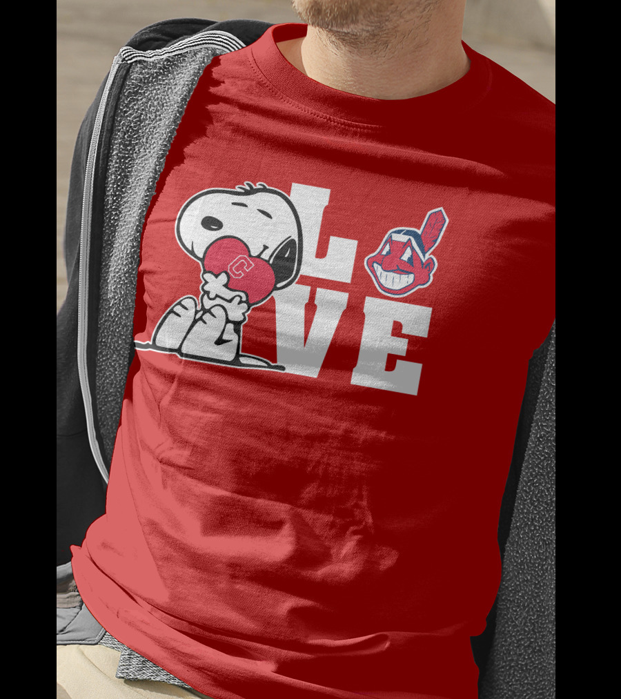 Snoopy Love Cleveland Heart Chief Wahoo T-Shirt