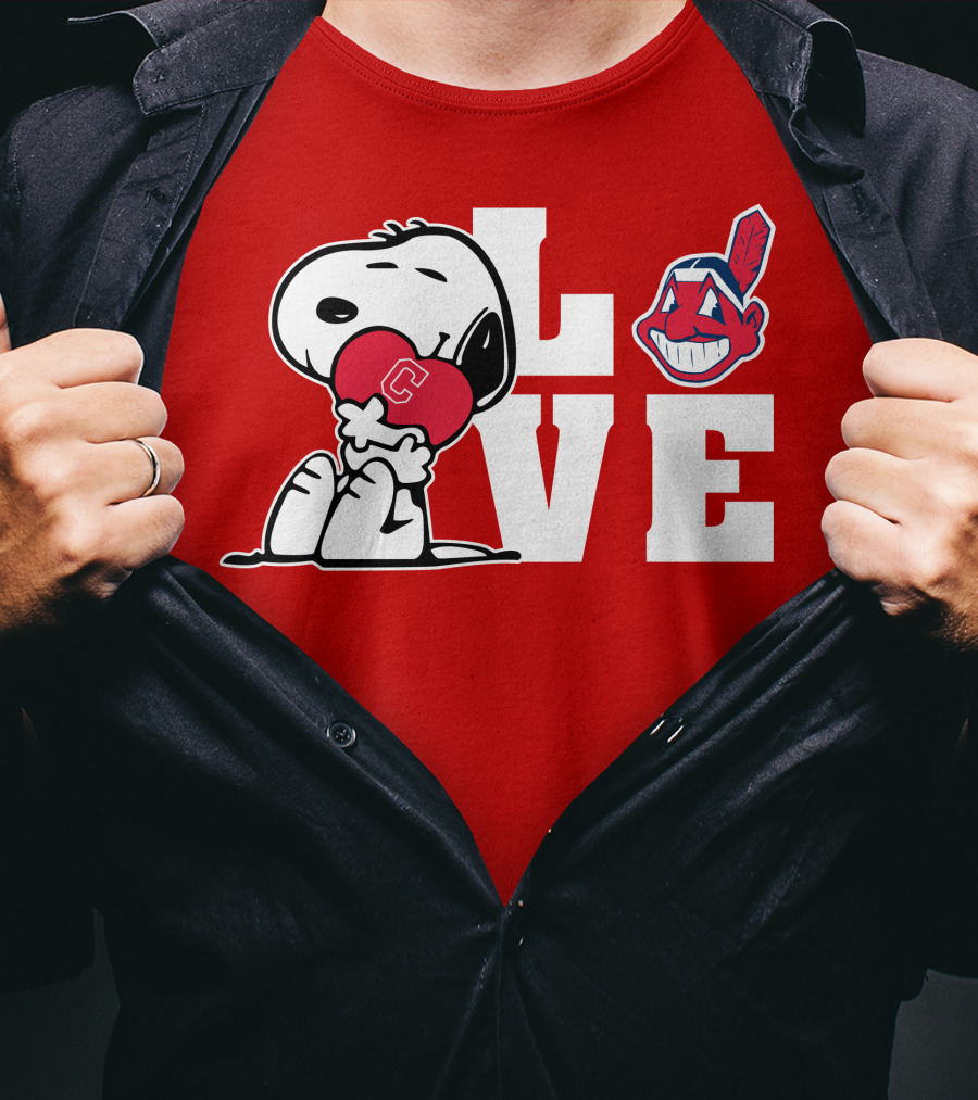 Snoopy Love Cleveland Heart Chief Wahoo T-Shirt