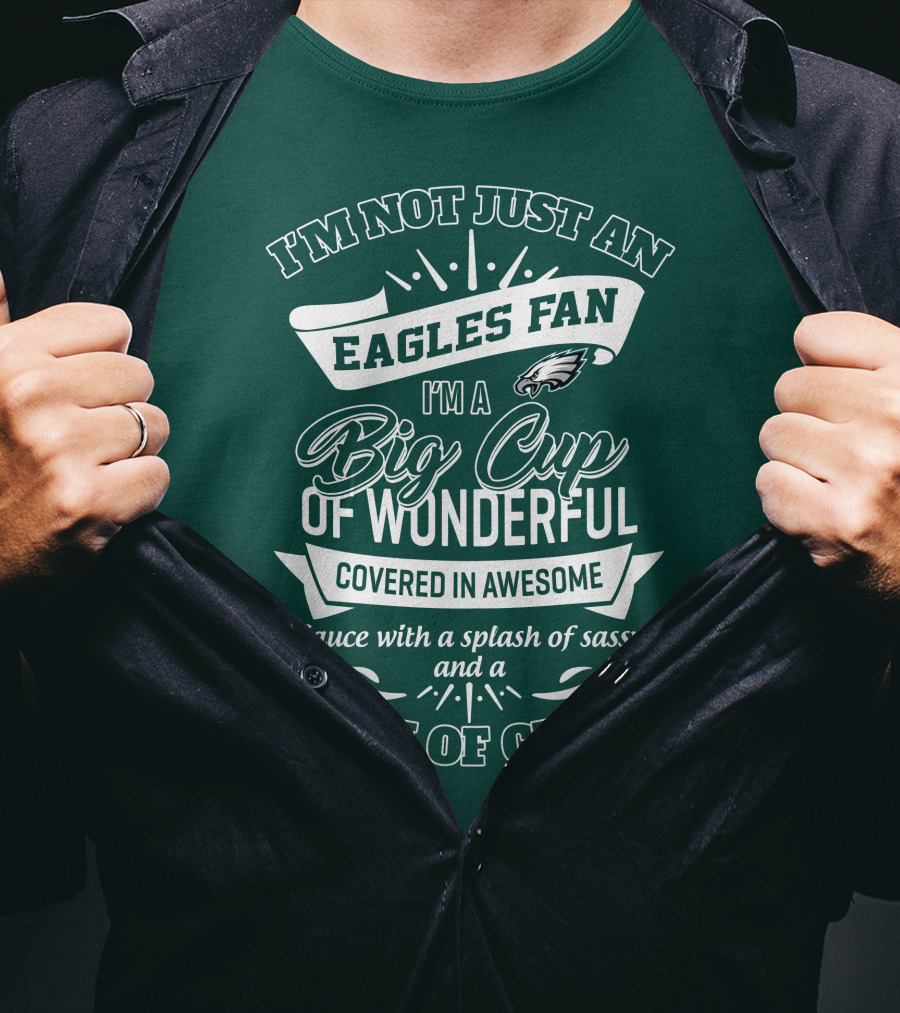 I'm Not Just An Eagles Fan I'm A Big Cup Of Wonderful Covered In Awesome Sauce With A Splash Of Sassy And A Dash Of Crazy T-Shirt