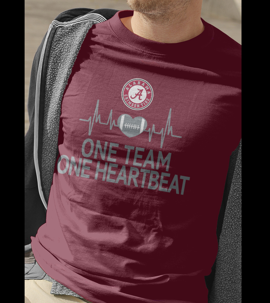 Alabama Crimson Tide One Team One Heartbeat Football Heartbeat T-Shirt