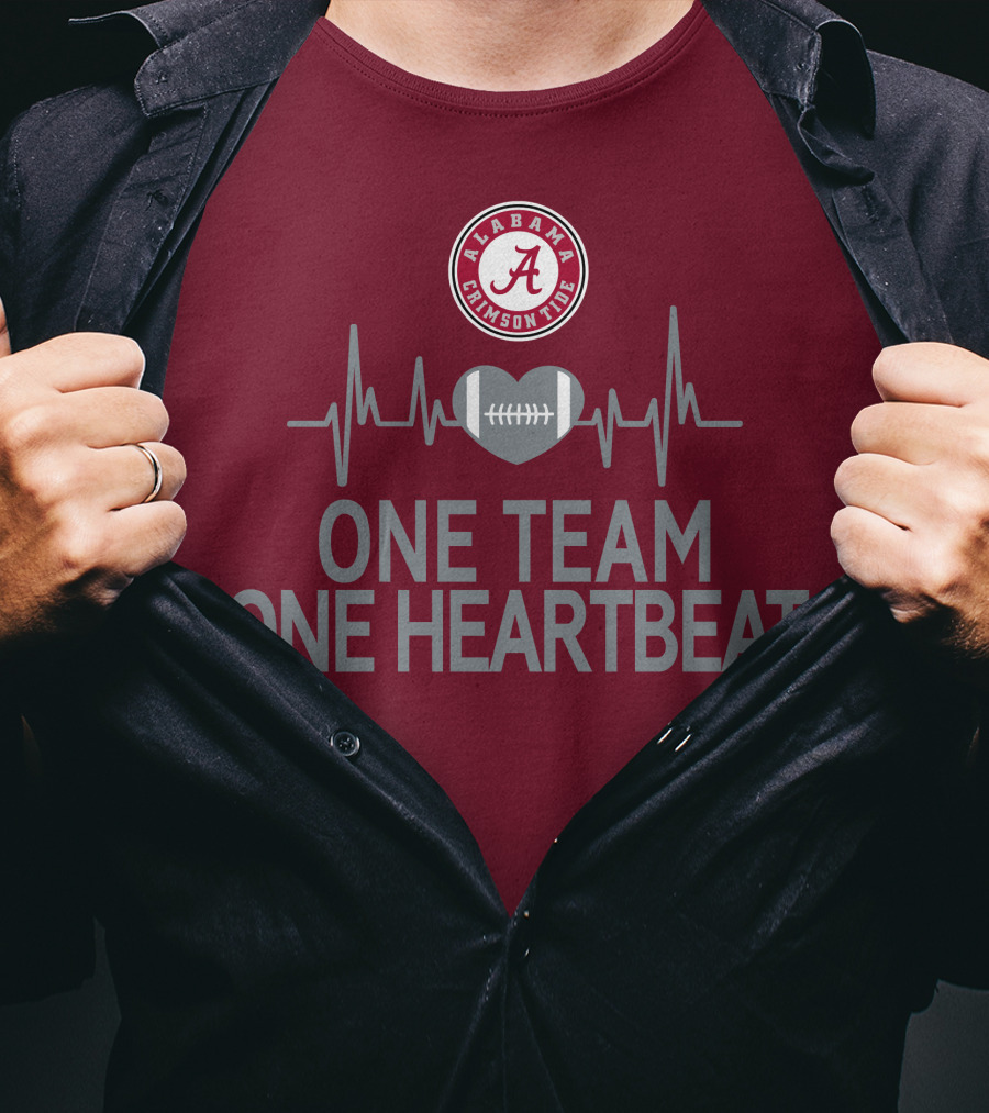 Alabama Crimson Tide One Team One Heartbeat Football Heartbeat T-Shirt