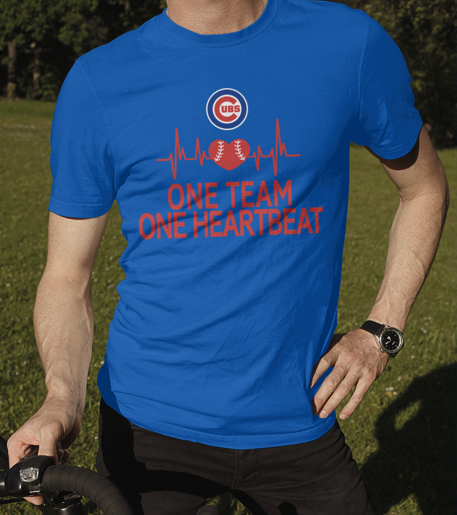 Chicago Cubs One Team One Heartbeat Baseball Heartbeat T-Shirt