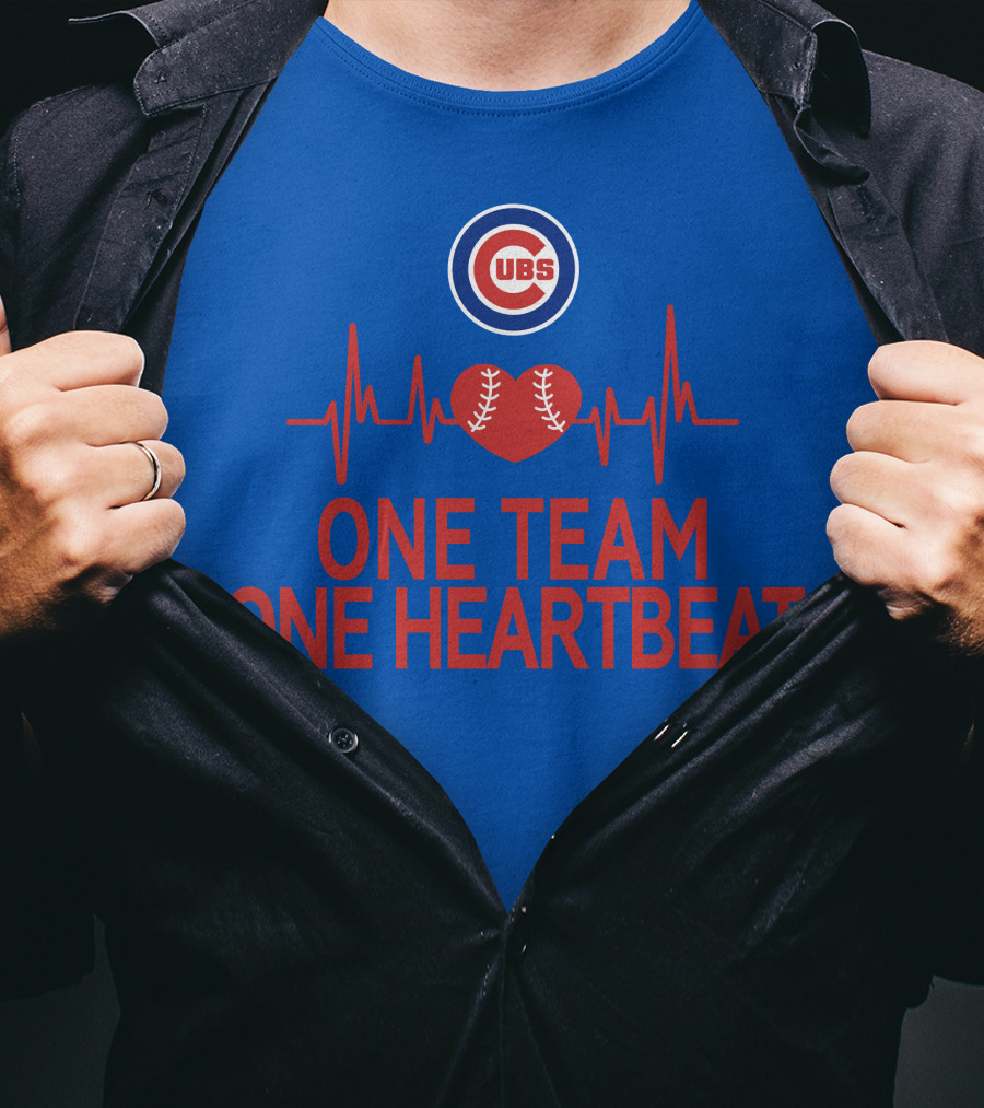 Chicago Cubs One Team One Heartbeat Baseball Heartbeat T-Shirt