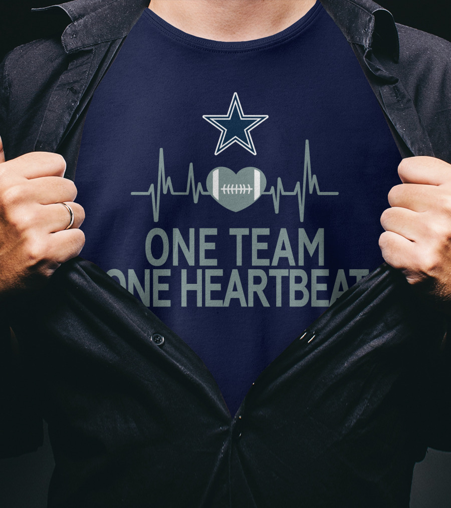 Dallas Cowboys Star Heartbeat Football One Team One Heartbeat T-Shirt