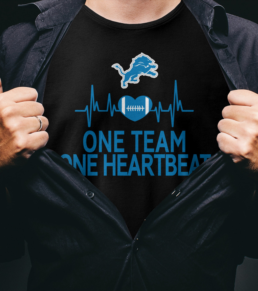 Detroit Lions One Team One Heartbeat Football Heartbeat T-Shirt