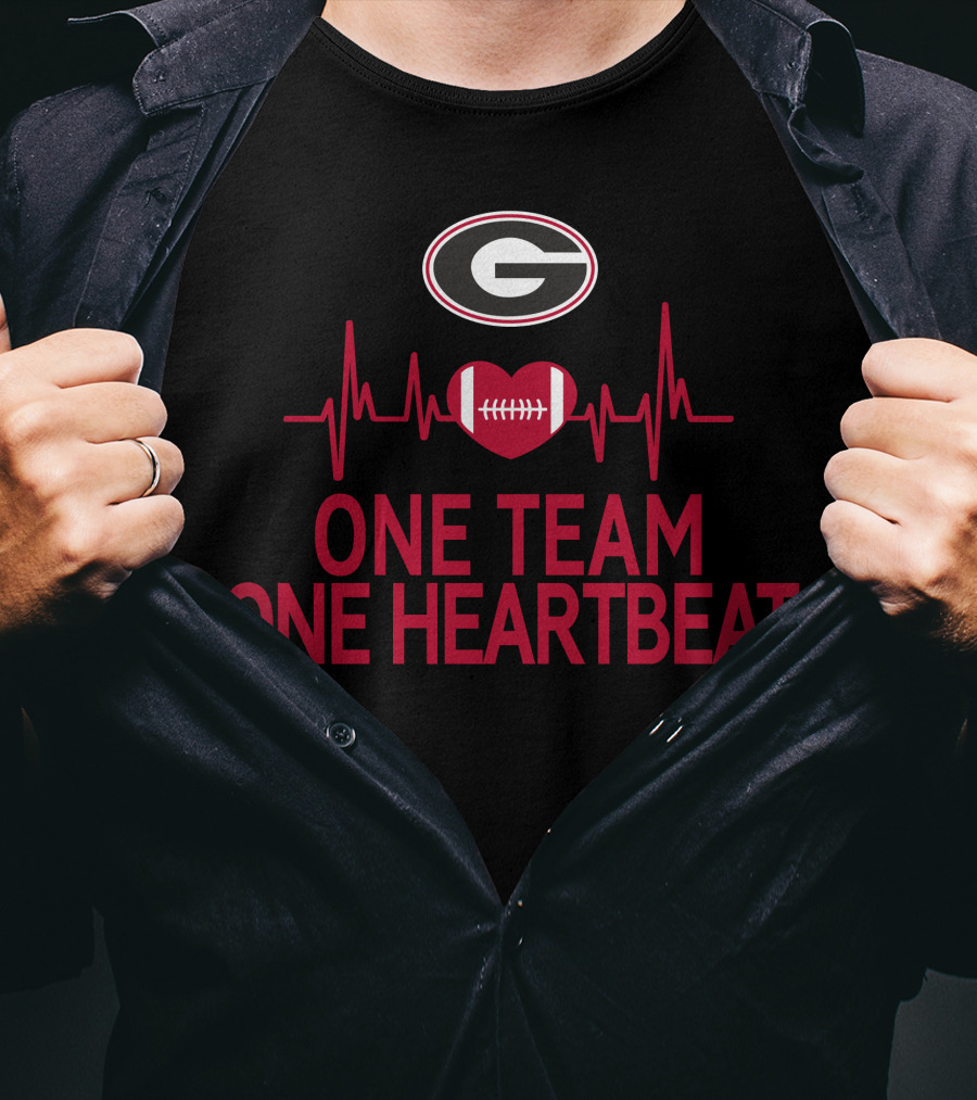 Georgia Bulldogs One Team One Heartbeat Football Heartbeat T-Shirt