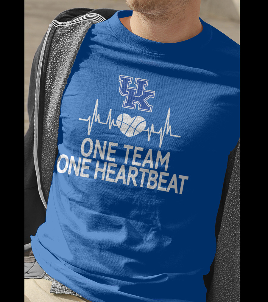 Kentucky Wildcats UK Logo One Team One Heartbeat Basketball Heartbeat T-Shirt