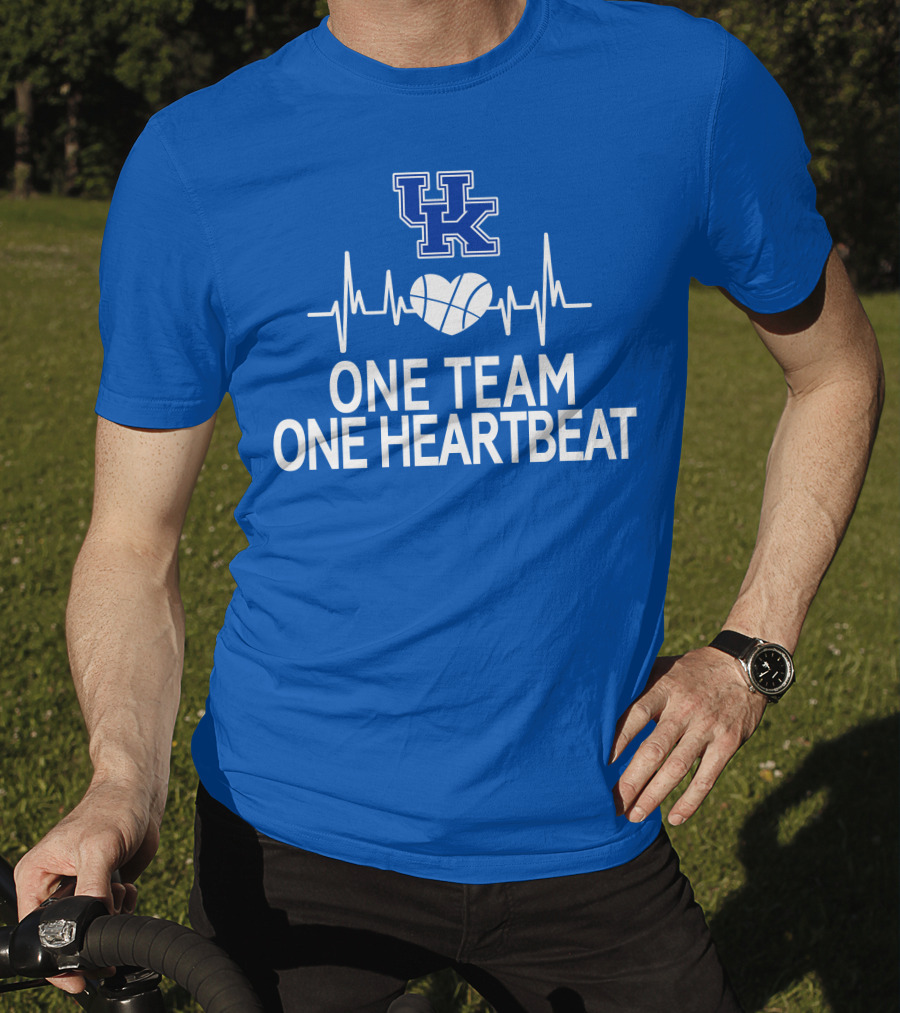 Kentucky Wildcats UK Logo One Team One Heartbeat Basketball Heartbeat T-Shirt
