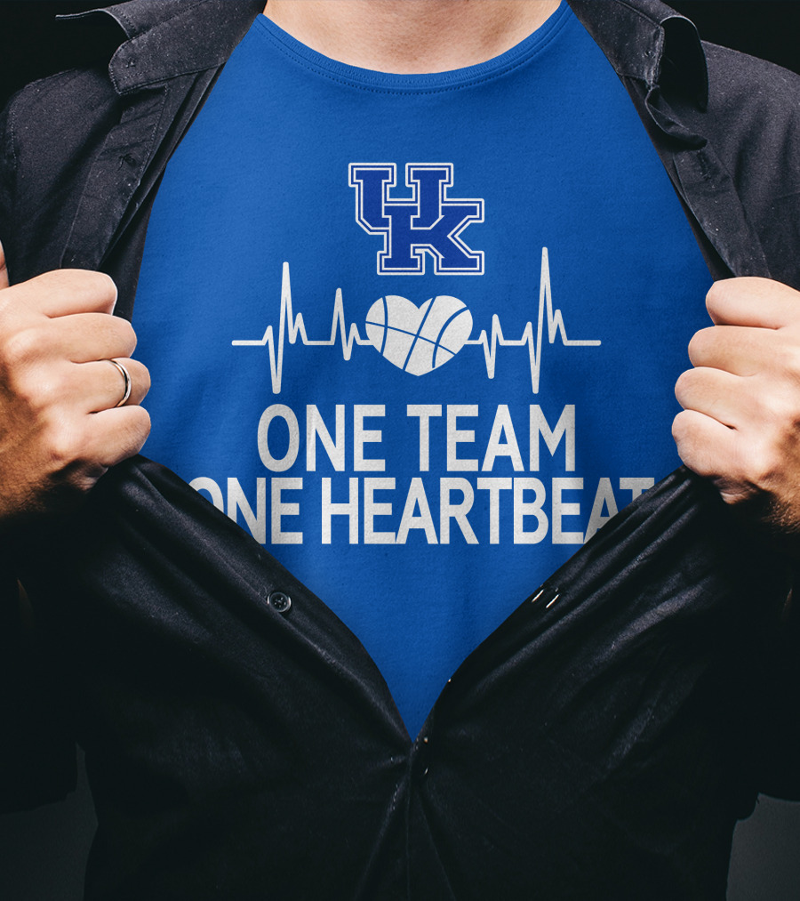 Kentucky Wildcats UK Logo One Team One Heartbeat Basketball Heartbeat T-Shirt