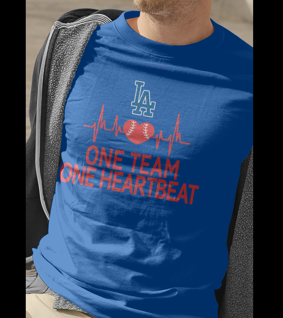 LA Dodgers One Team One Heartbeat Baseball Heartbeat T-Shirt