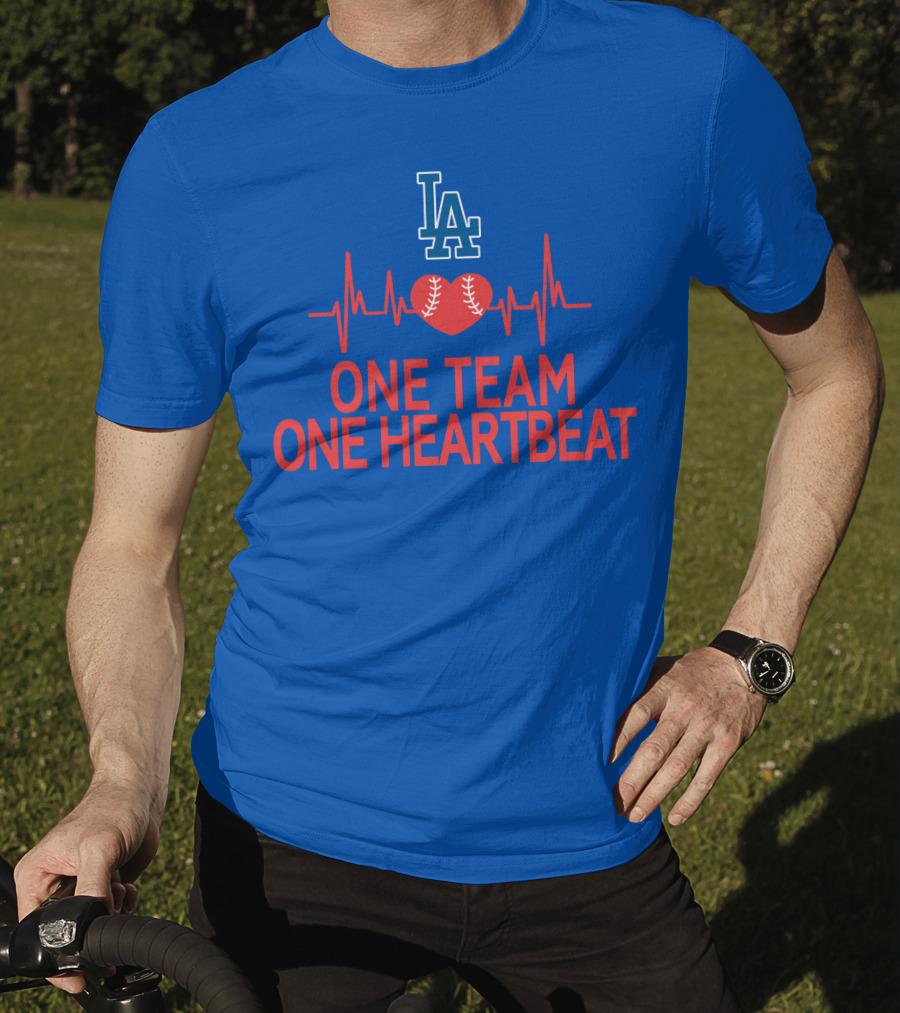 LA Dodgers One Team One Heartbeat Baseball Heartbeat T-Shirt