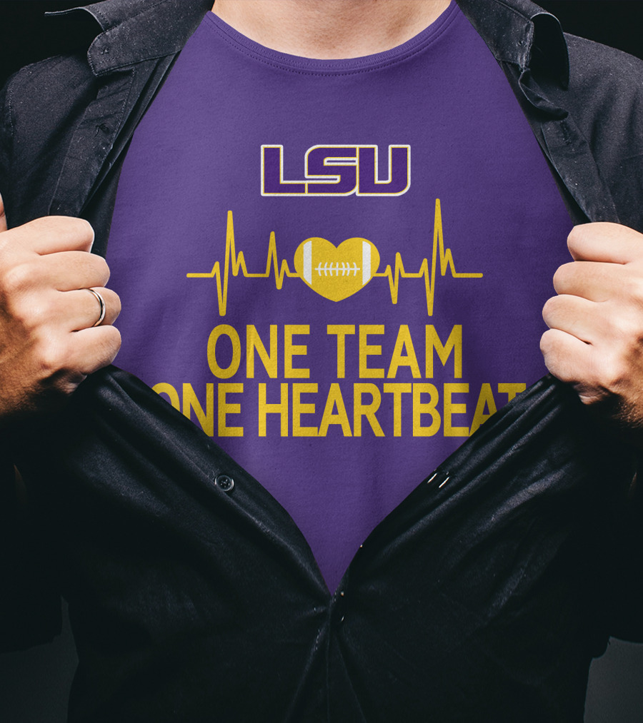 Lsu Tigers One Team One Heartbeat Football Heartbeat T-Shirt