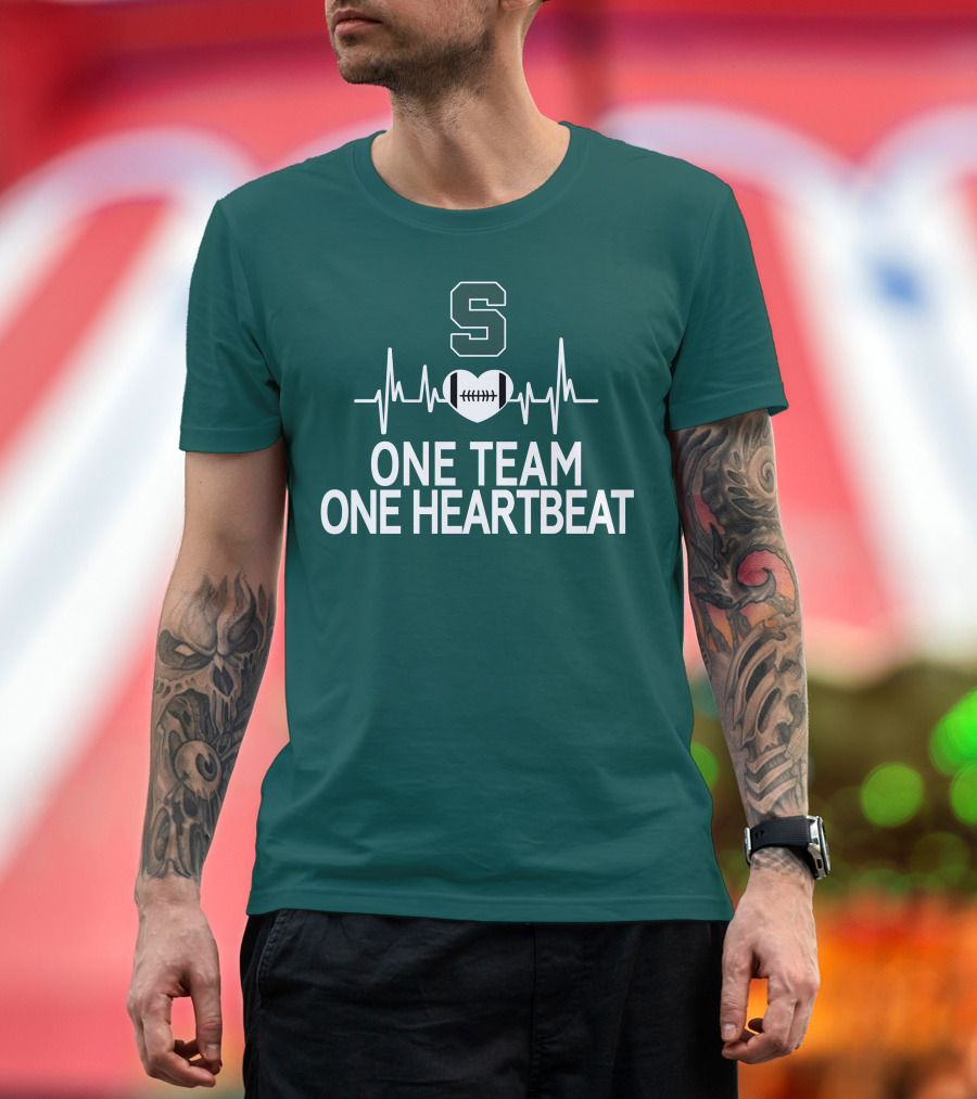 Michigan State Spartans S Logo Football Heartbeat One Team One Heartbeat T-Shirt