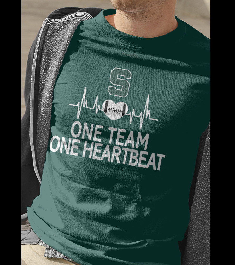 Michigan State Spartans S Logo Football Heartbeat One Team One Heartbeat T-Shirt