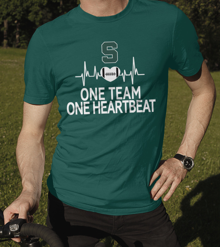 Michigan State Spartans S Logo Football Heartbeat One Team One Heartbeat T-Shirt
