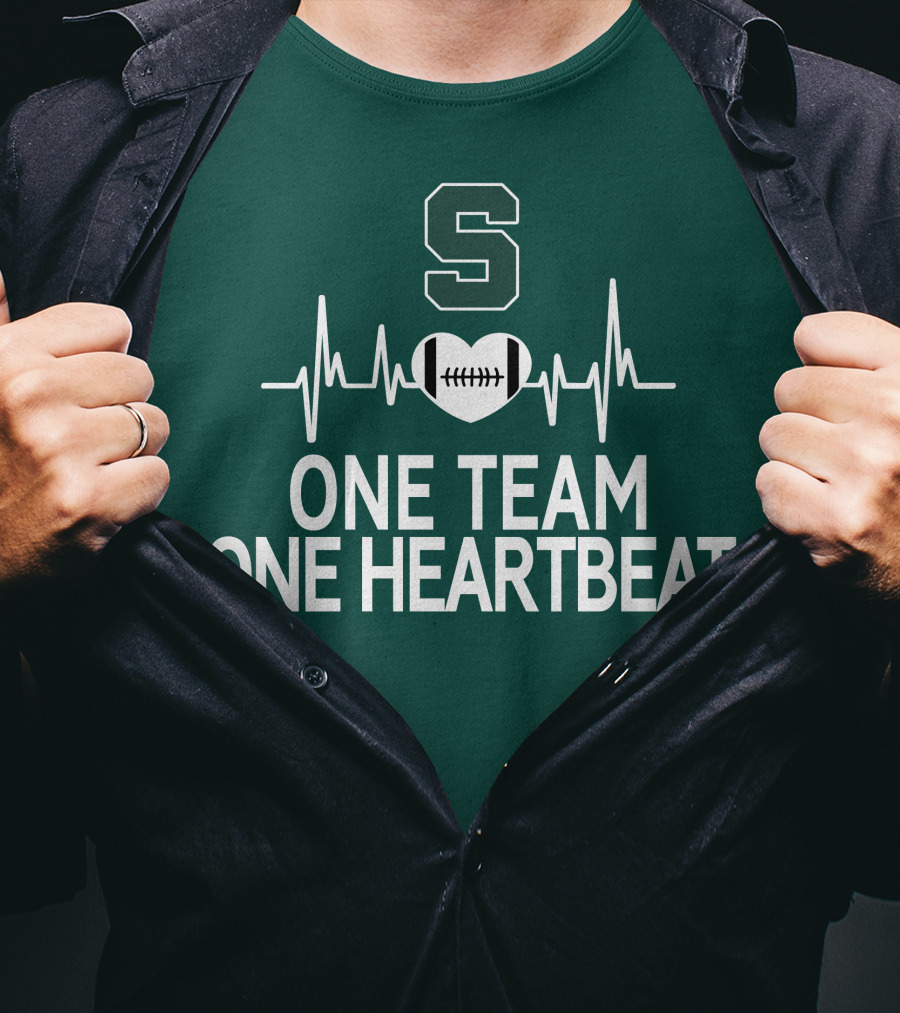 Michigan State Spartans S Logo Football Heartbeat One Team One Heartbeat T-Shirt