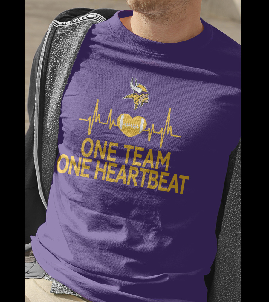 Minnesota Vikings One Team One Heartbeat Football Heartbeat T-Shirt