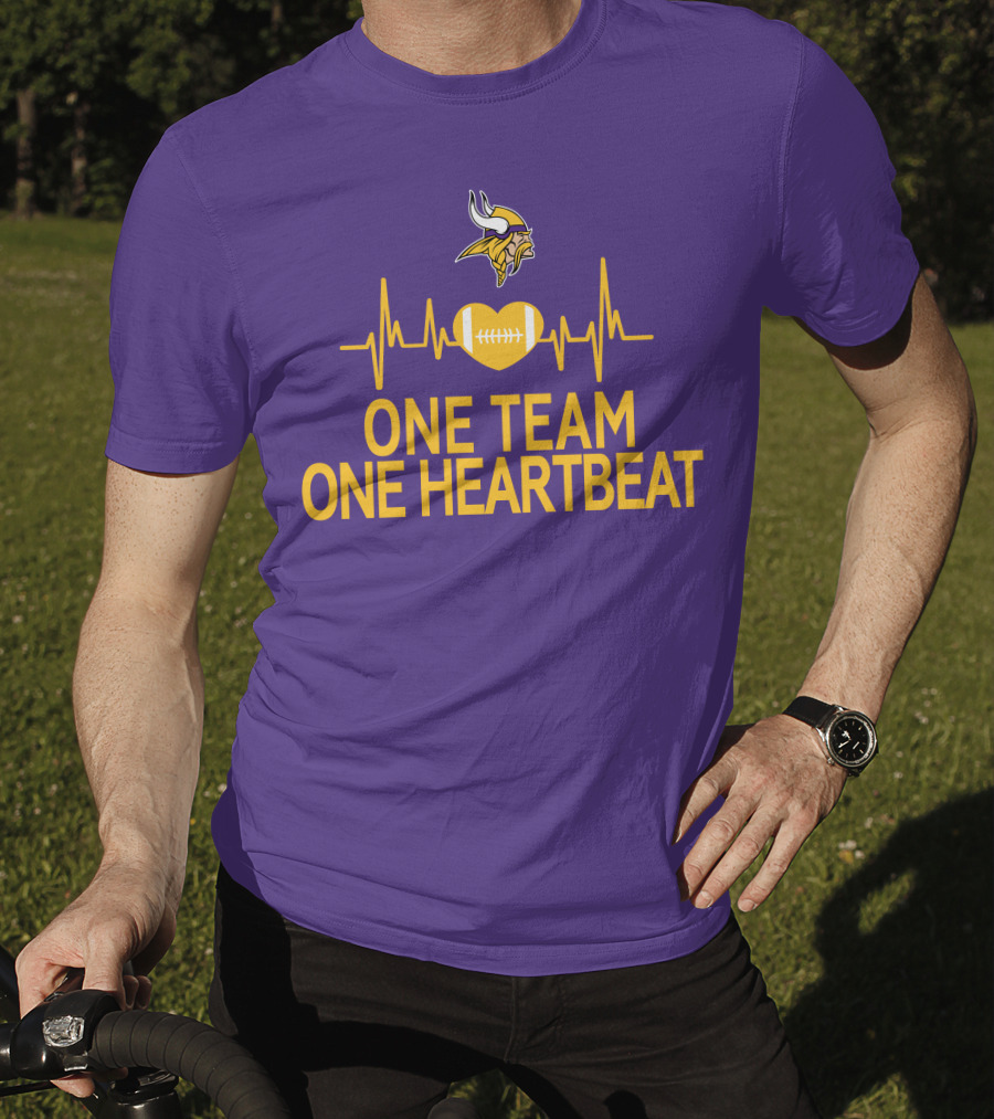 Minnesota Vikings One Team One Heartbeat Football Heartbeat T-Shirt