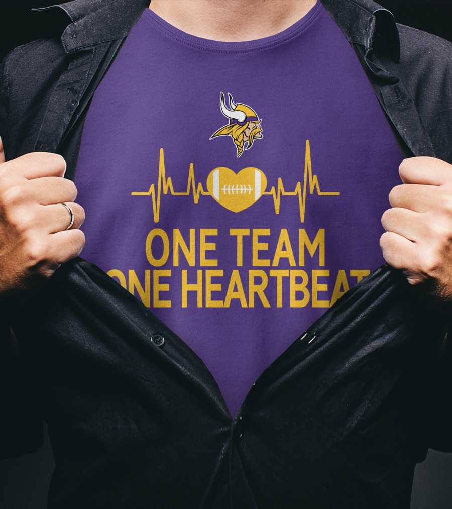 Minnesota Vikings One Team One Heartbeat Football Heartbeat T-Shirt
