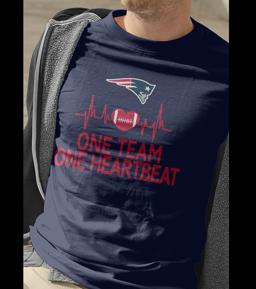 New England Patriots Logo One Team One Heartbeat Football Heartbeat Line T-Shirt