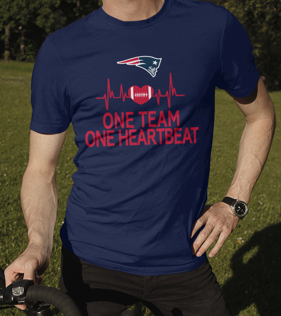 New England Patriots Logo One Team One Heartbeat Football Heartbeat Line T-Shirt