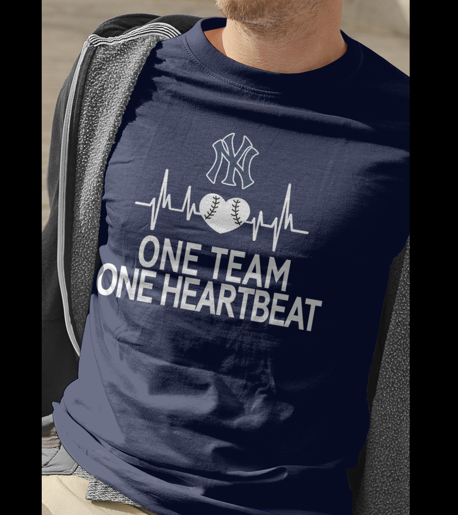 New York Yankees One Team One Heartbeat Baseball Heartbeat T-Shirt