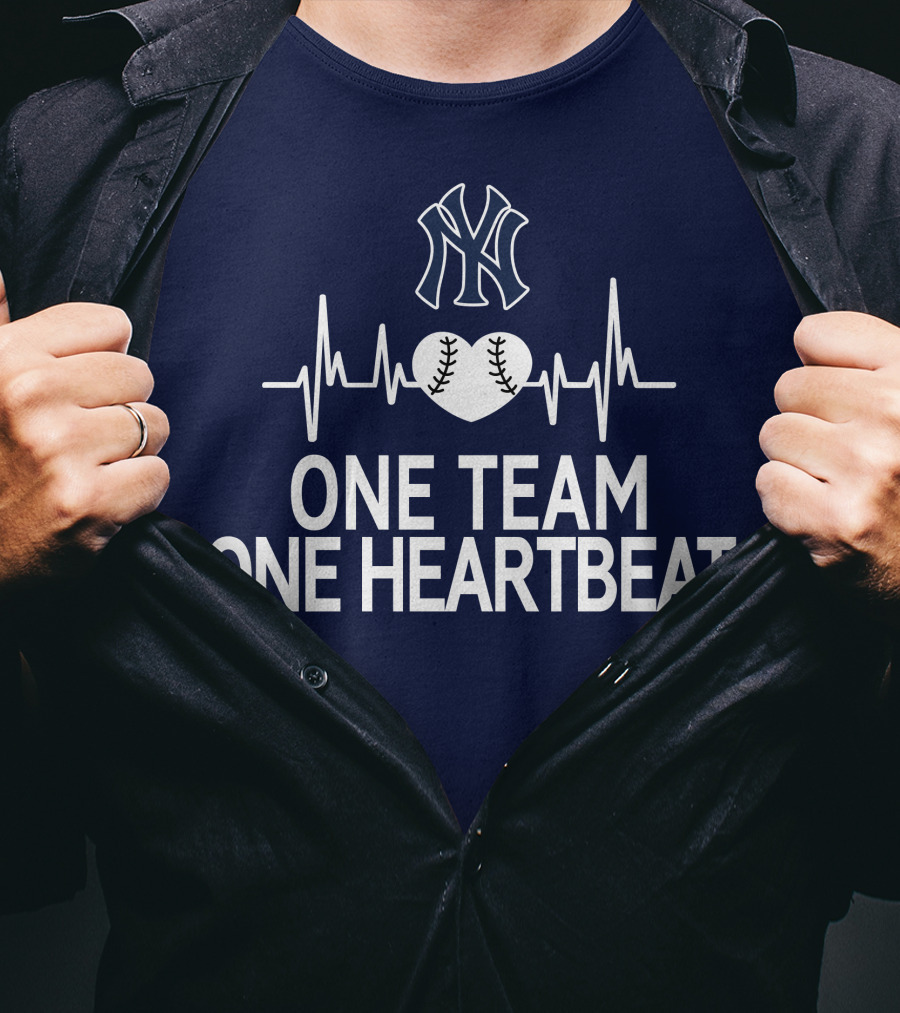 New York Yankees One Team One Heartbeat Baseball Heartbeat T-Shirt
