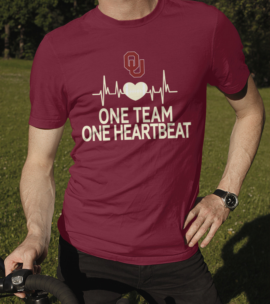 Oklahoma Sooners Football Heartbeat One Team One Heartbeat T-Shirt