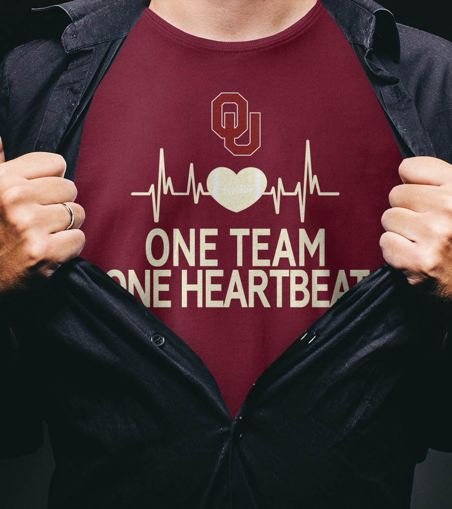 Oklahoma Sooners Football Heartbeat One Team One Heartbeat T-Shirt