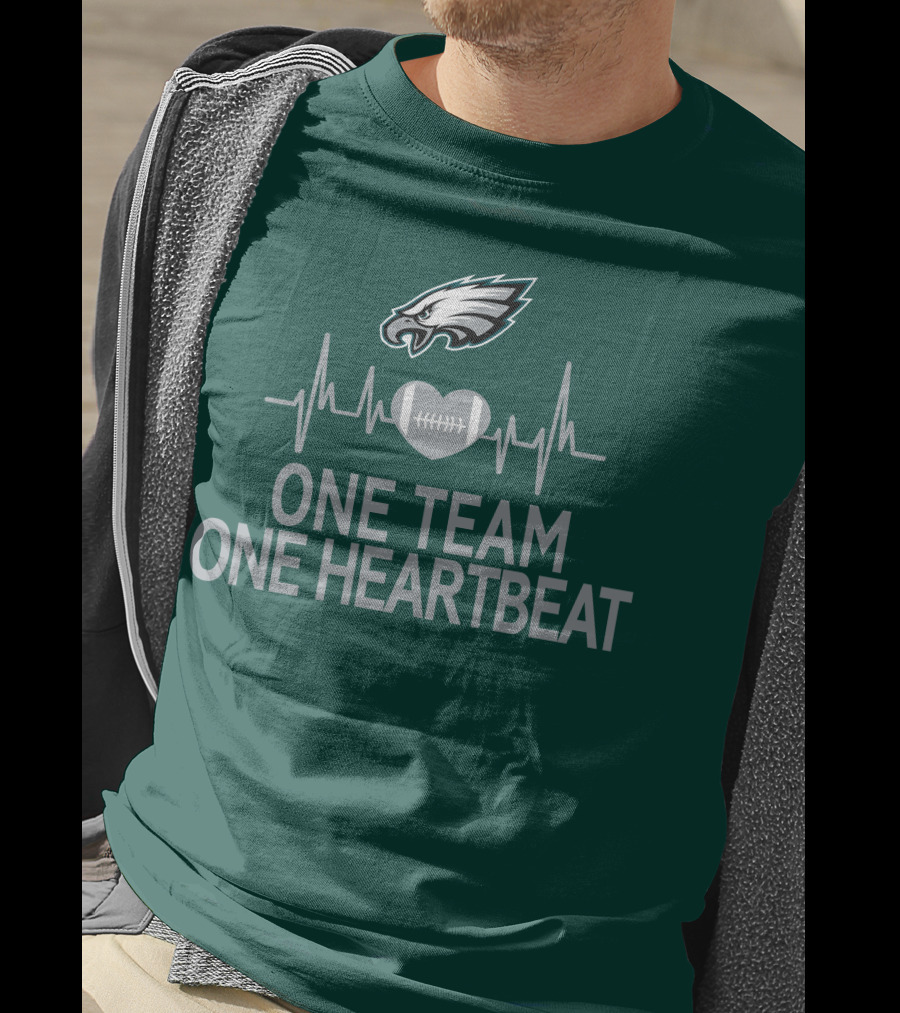 Philadelphia Eagles One Team One Heartbeat Football Logo Heartbeat T-Shirt